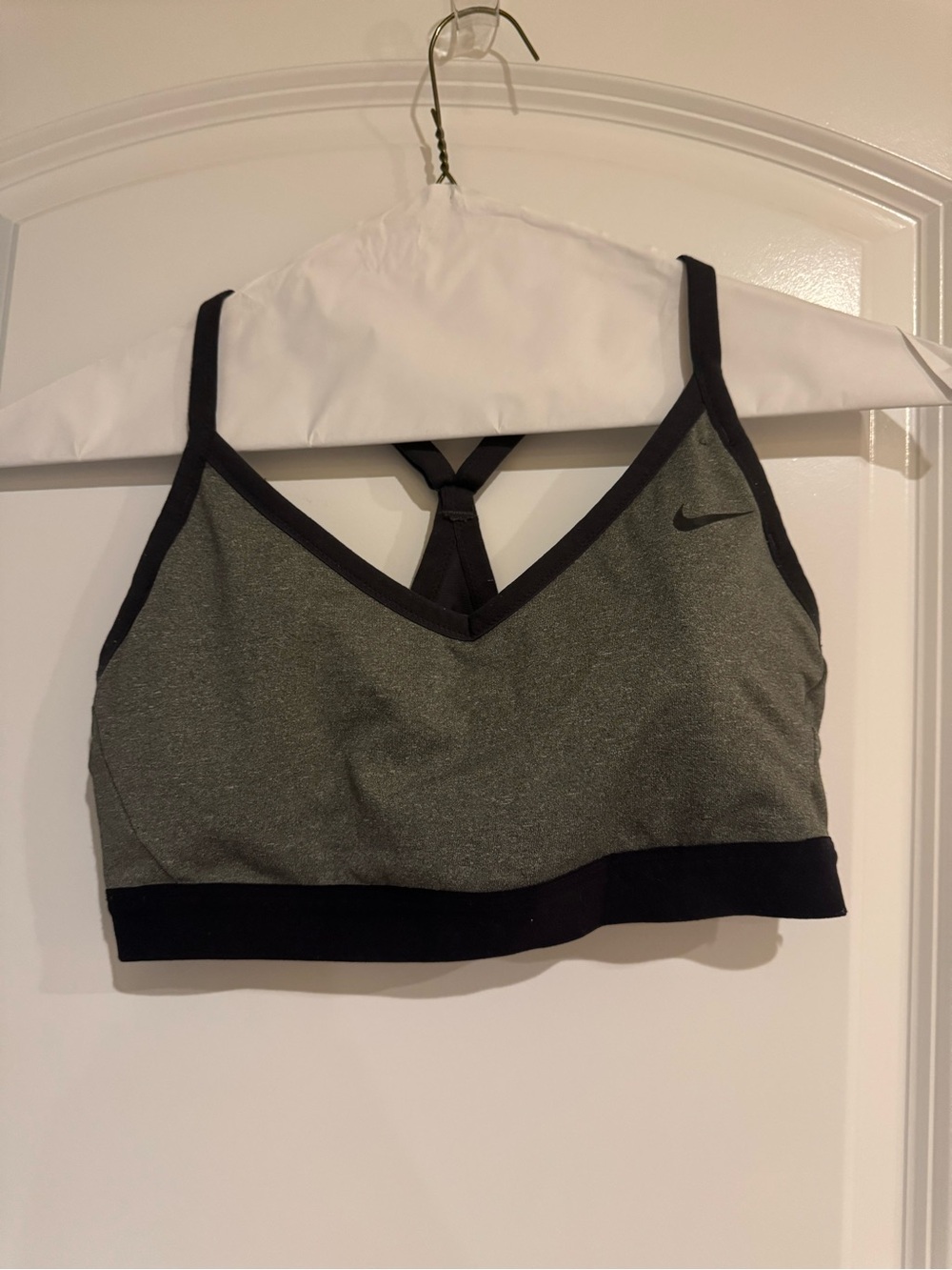 Nike Grey & Black V-Neck Racerback Sports Bra